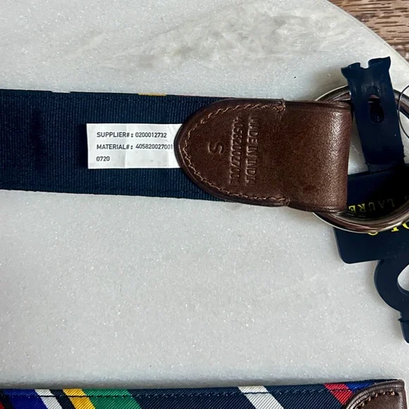 Polo by Ralph Lauren ~Men’s Size Small ~ USA Striped Multicolor Tennis Belt ~New Belts